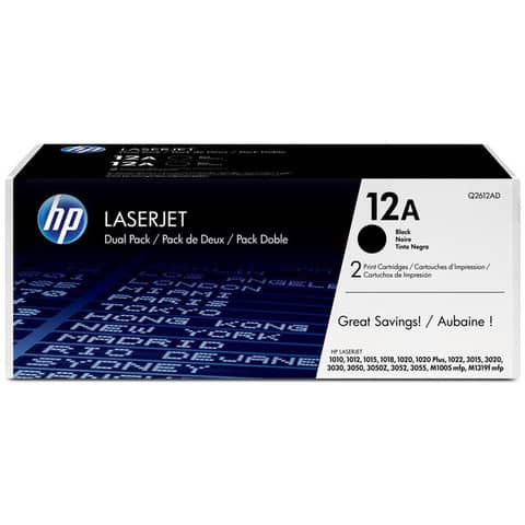 Toner 12A HP nero  Conf. 2 - Q2612AD